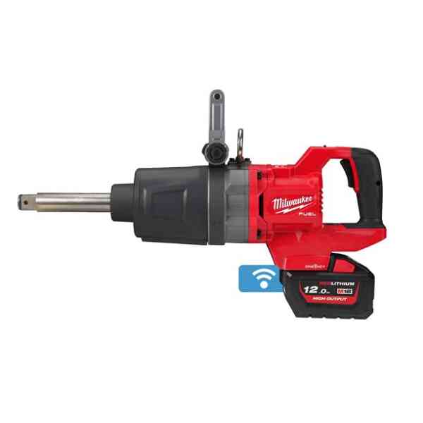 Milwaukee M18ONEFHIWF1D-121C FUEL™ ONE-KEY™ 1″ High Torque D-Handle Impact Wrench with Friction Ring & Extended Anvil Kit with 1x12.0 Ah Battery, Charger and Case - 4933471756