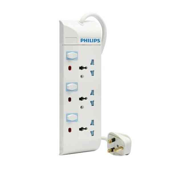 Philips 3 Ways Extension Socket with Individual Switch Control & Indication, 2 M - SPN1631WA/56