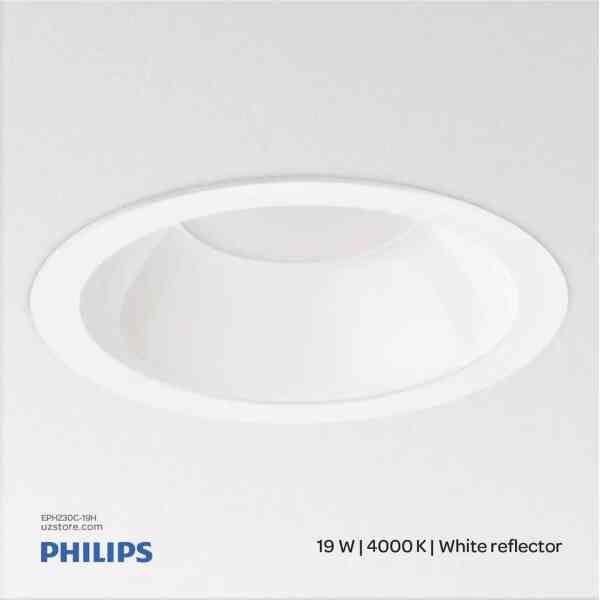 Philips CoreLine Downlight 19 W, D200 mm, 2200 lm, 4000 K, White reflector, Frosted, IP20 DN140B LED20S/840 PSU WR PI6 911401631505