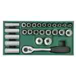 Sata 26 Pc. 1/2” Drive 6 Point Metric Socket Tray Set - 09915
