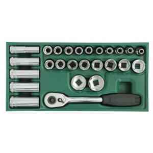 Sata 26 Pc. 1/2” Drive 6 Point Metric Socket Tray Set - 09915