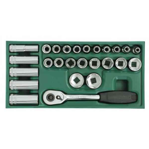 Sata 26 Pc. 1/2” Drive 6 Point Metric Socket Tray Set - 09915